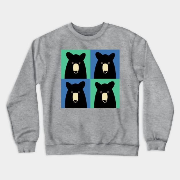 BLACK BEAR ON GREEN AND BLUE Crewneck Sweatshirt by JeanGregoryEvans1